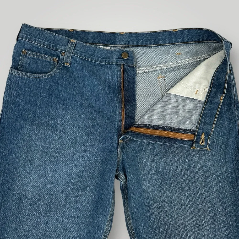 Carhartt Straight Traditional Fit Jeans Mens 42x30 Blue Workwear Denim 101496 - Picture 4 of 7